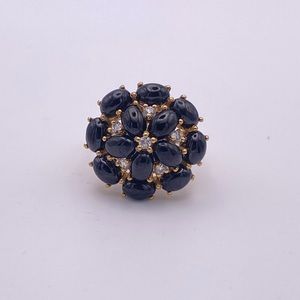 KARIS GbD Black Spinel Cluster Ring; Gold Plated